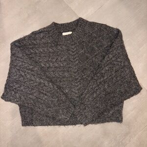 Gray Cable Knit Women's Sweater